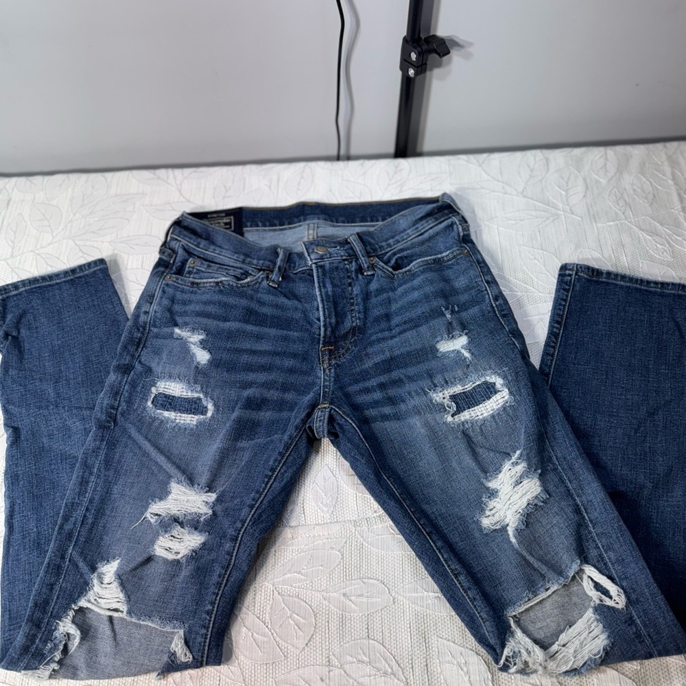 Abercrombie & Fitch Blue Distressed Boyfriend Jeans